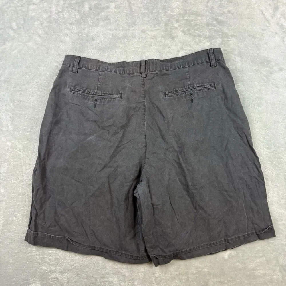 Roundtree & Yorke Linen Cotton Pleated Shorts Gray 36 Casual Summer